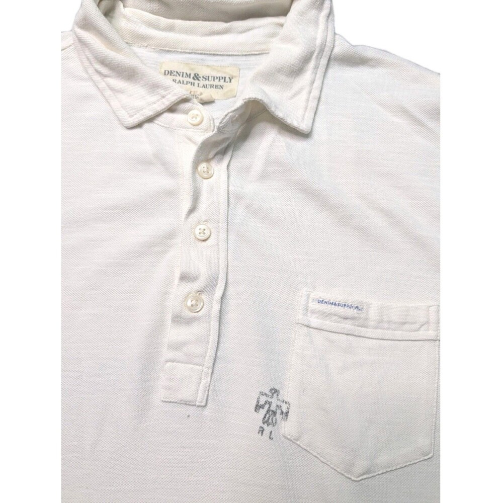 Denim & Supply Ralph Lauren Polo Shirt Mens Large White Aztec Eagle